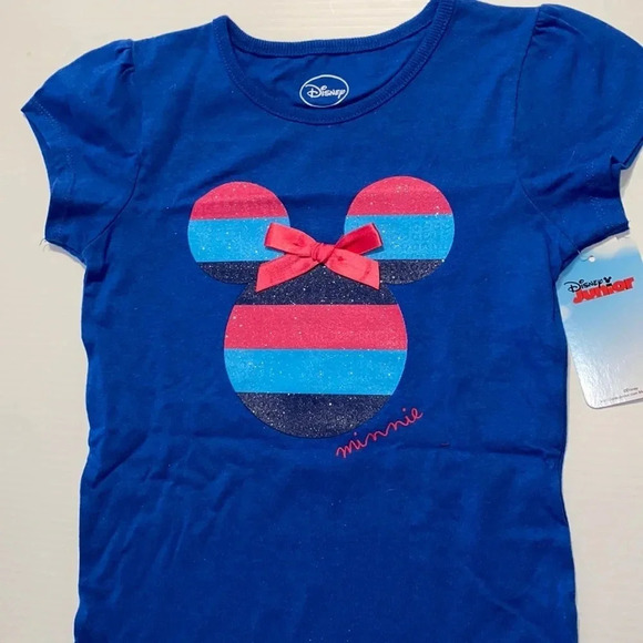DISNEY NEW NWT GIRLS BLUE PINK TOP TSHIRT MICKEY SUMMER SPRING TOPS FALL SIZE 5 - Picture 1 of 5